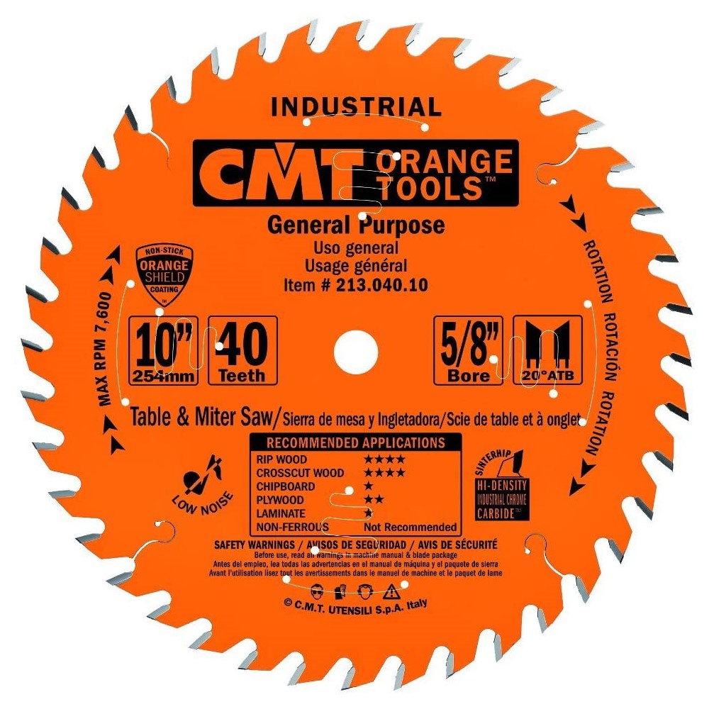 CMT 213.040.10 10-Inch, 40-Tooth General Purpose Blade