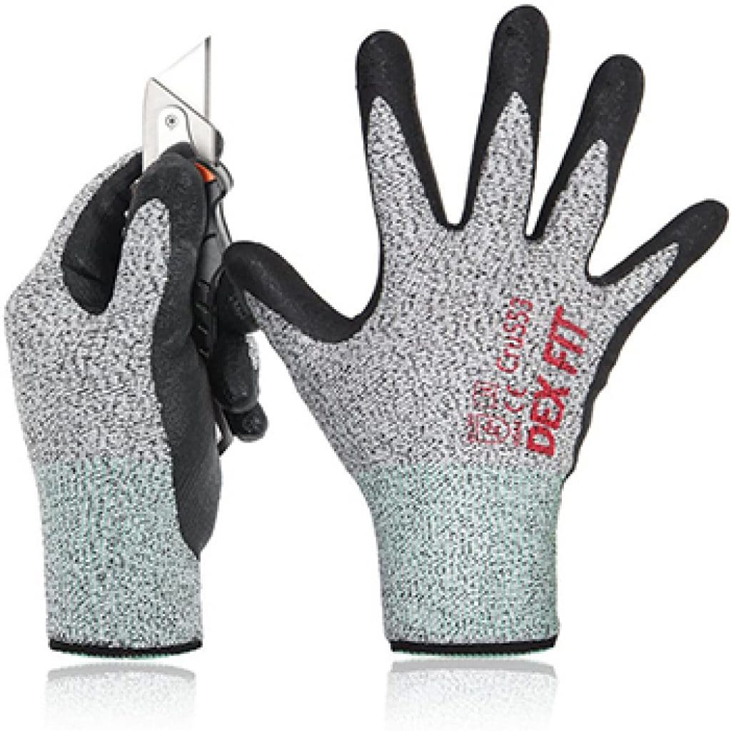 While not a prominent part of any workshop, a good shop should have a pair of gloves or two on standby. Gloves protect your hands from minor debris when cutting, so you need a decently sturdy pair to get the job done. The DEX FIT gloves are cut-proof and comfortable, so you can feel safe and happy while cutting wood.