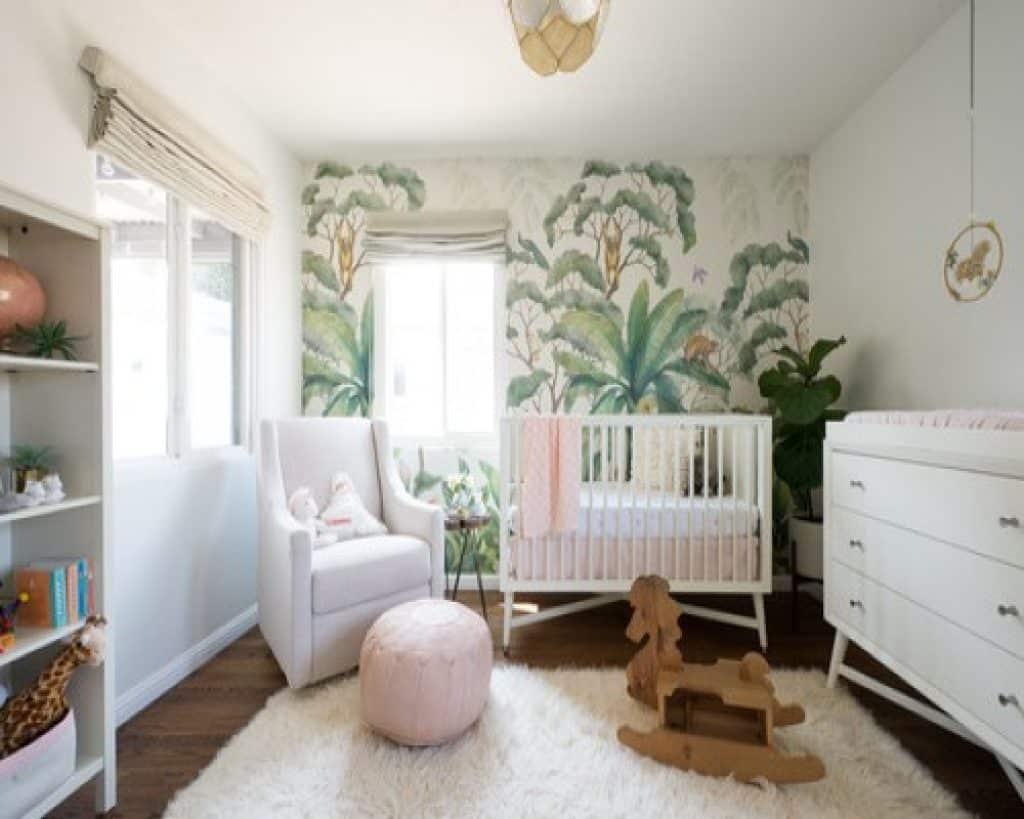 jungle blush girl s nursery rookery design - 152 Baby Girl Nursery Ideas: Create Your Dream Baby Room with These - HandyMan.Guide - Baby Girl Nursery Ideas