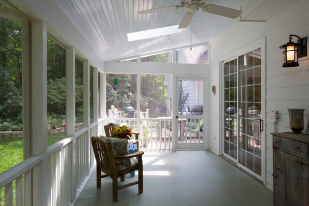 beautiful grey and white kitchen in chapel hill emma delon - 152 Great Screened-In Porch Ideas & Pictures - HandyMan.Guide - Screened-In Porch