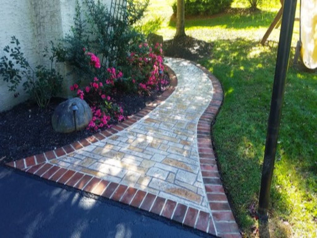 front stamped concrete walkway disabatino landscaping and tree care - 152 Easy and Effective Front Yard Landscaping Ideas & Pictures - HandyMan.Guide - Front Yard Landscaping Ideas