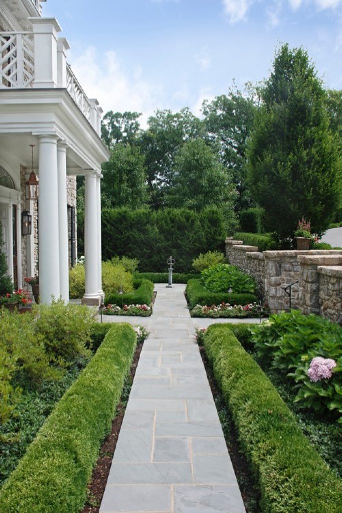georgian style home walkway nspj architects - 152 Easy and Effective Front Yard Landscaping Ideas & Pictures - HandyMan.Guide - Front Yard Landscaping Ideas