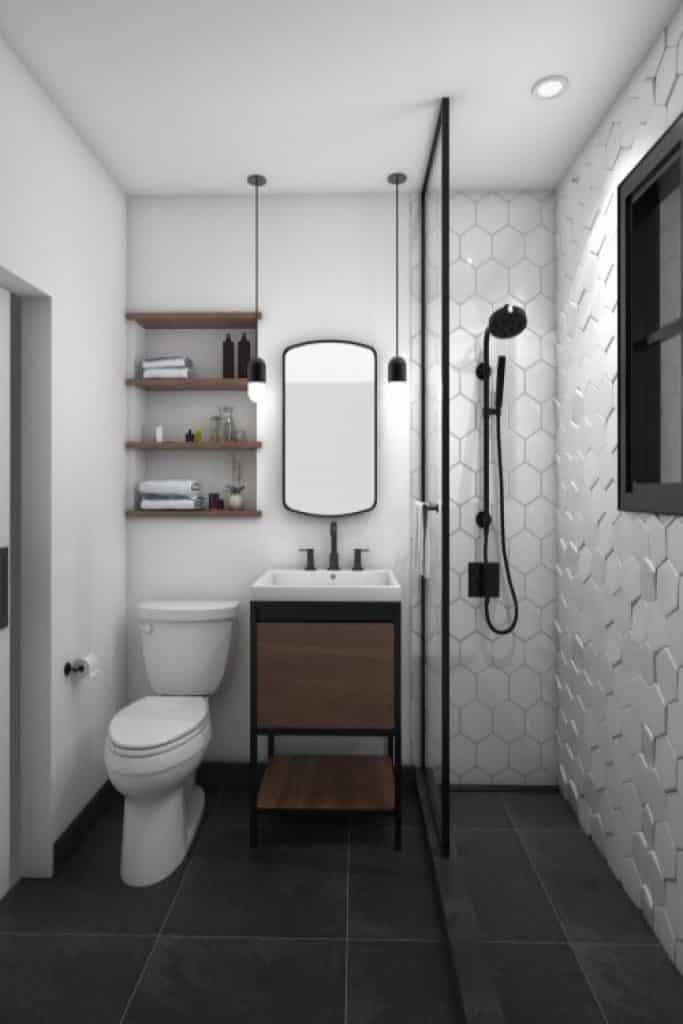 modern bathroom - 152 Small Bathroom Remodel Ideas & Pictures for 2022 - HandyMan.Guide - Small Bathroom