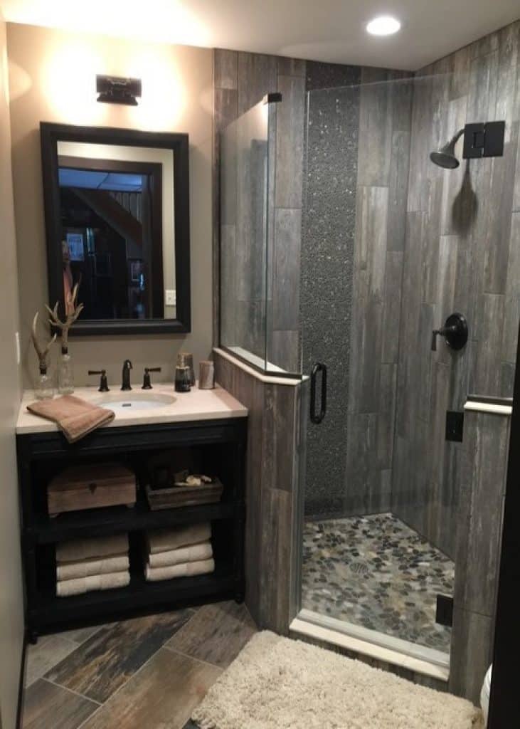plank and pebble guest bath sarah berghorst birch and sable interiors - 152 Small Bathroom Remodel Ideas & Pictures for 2023 - HandyMan.Guide - Small Bathroom