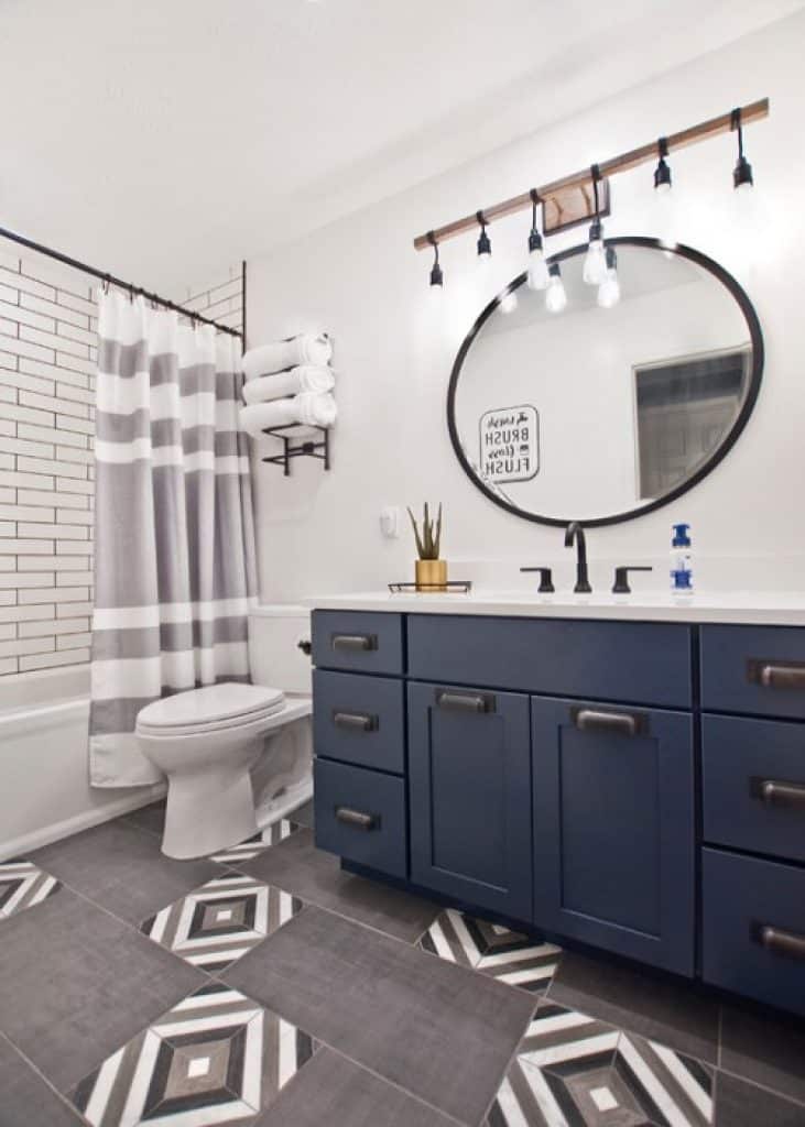seeing blue victoria highfill - 152 Small Bathroom Remodel Ideas & Pictures for 2022 - HandyMan.Guide - Small Bathroom