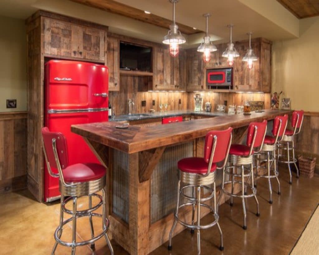lake house barnwood bar steven cabinets - 152 Wet Bar Ideas for Inspiration to Transform Your Space - HandyMan.Guide - Wet Bar Ideas