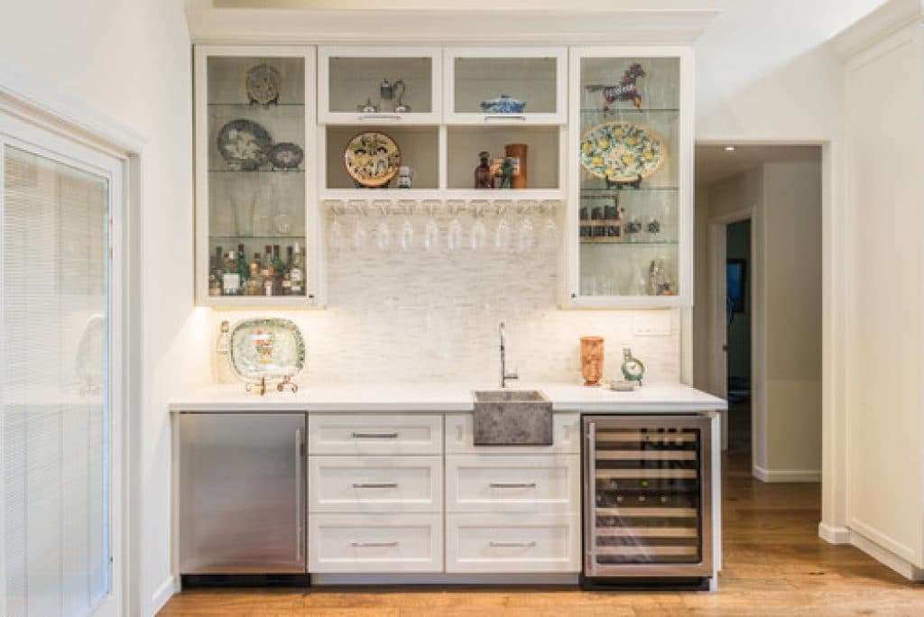 white kitchen remodel modern farmhouse elle interiors ellinor ellefson - 152 Wet Bar Ideas for Inspiration to Transform Your Space - HandyMan.Guide - Wet Bar Ideas