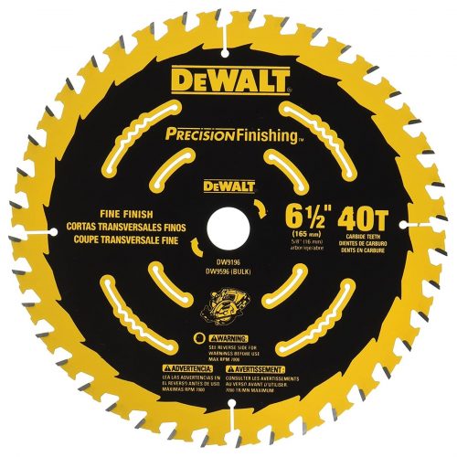 DEWALT 6-1/2-Inch Circular Saw Blade, 40-Tooth (DW9196)